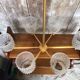 Old Chandelier 6 Lights Golden Metal + Molded Glass Reflector