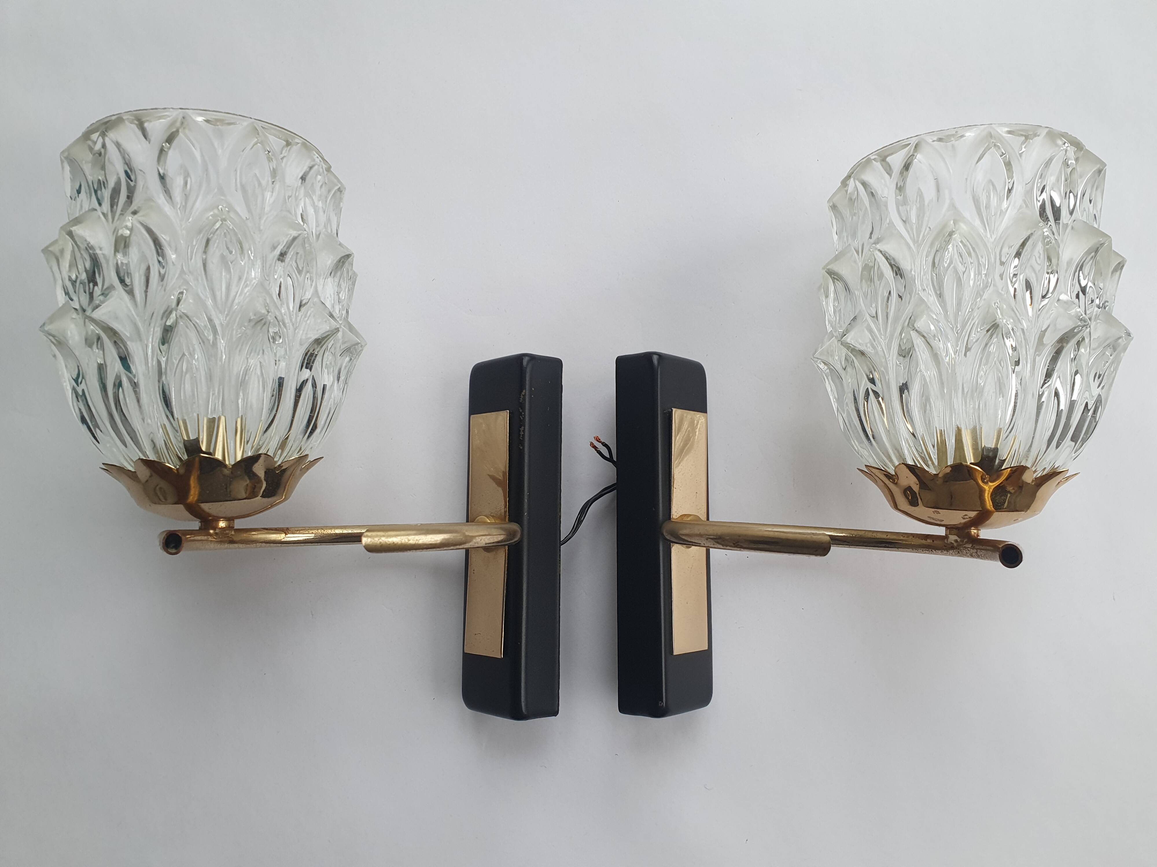 Pair of 1950s gold wall lights