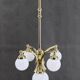 1930s Restored Brass Chandelier, Czechoslovakia