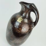 ruscha art VASE jug drip glaze shades of purple black brown 1970 80s