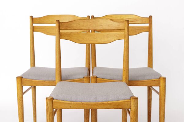 Ensemble de 3 chaises vintage en hêtre   Chaises de salle à manger allemandes des années 1970   Rénovées