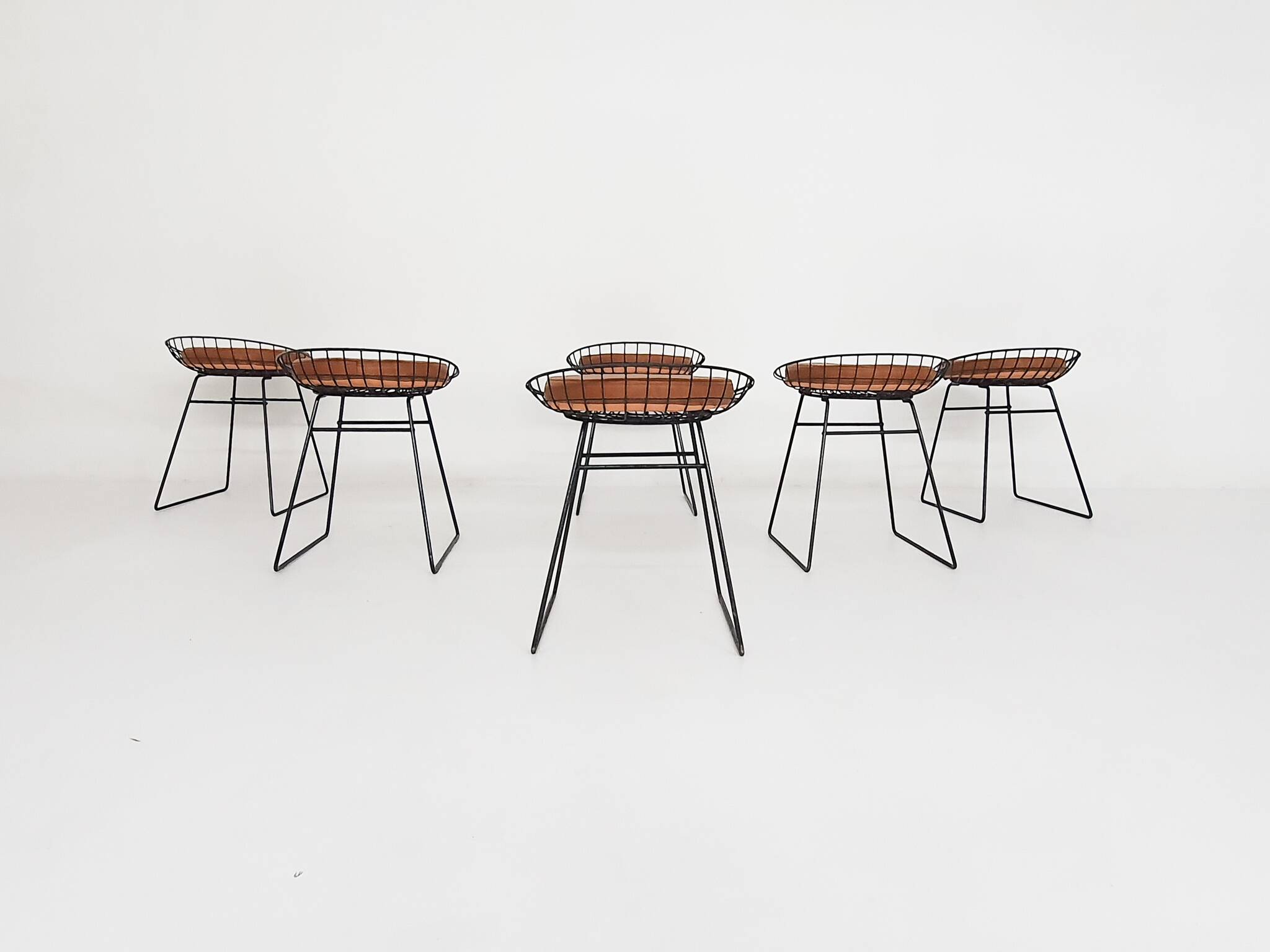 Cees Braakman for Pastoe KM05 metal wire stools, The Netherlands 1958