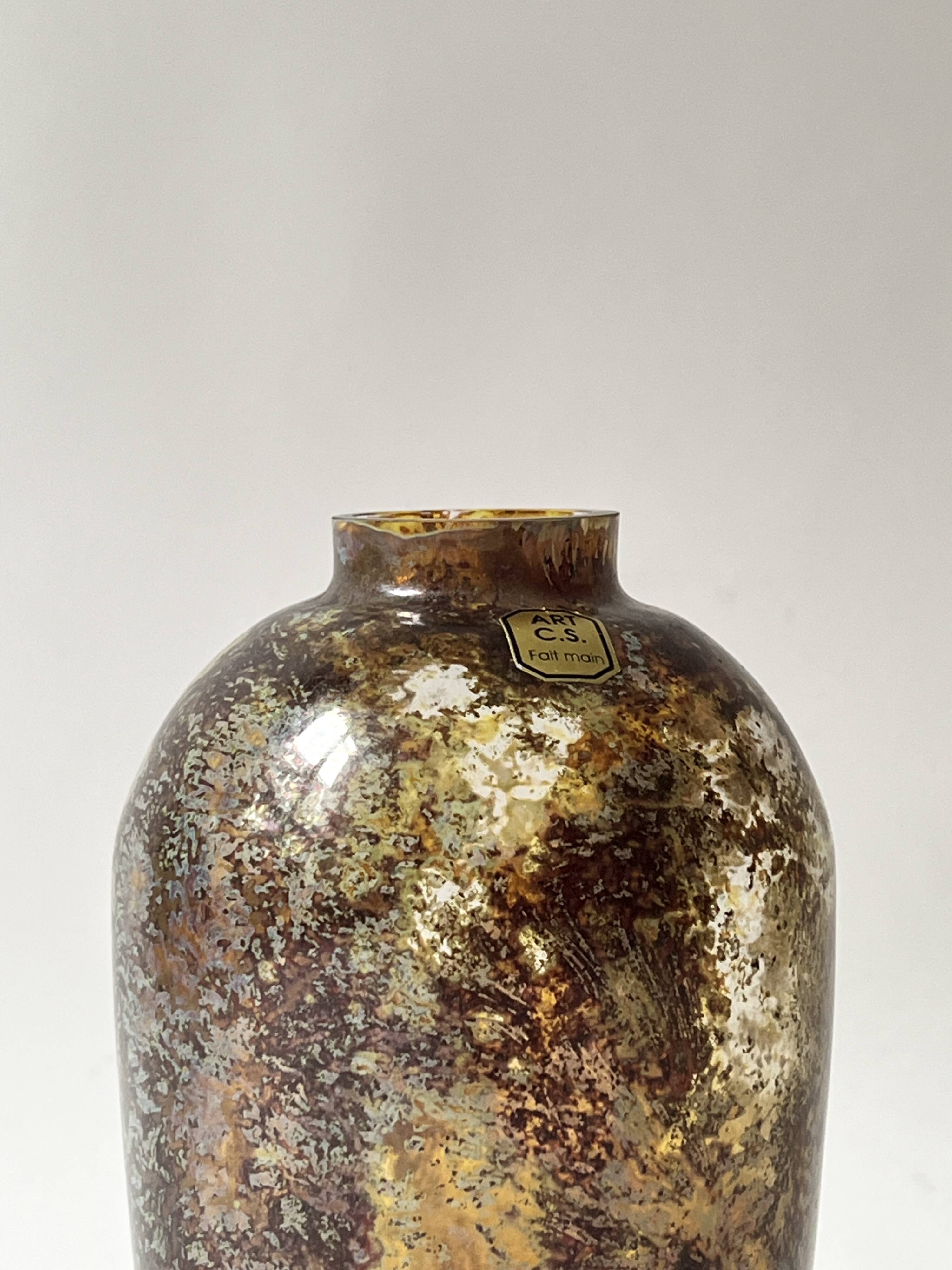 Unique piece 'art cs' handmade - glass vase, circa 1970