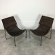 Pair of rattan and steel wire armchairs by frederick weinberg
