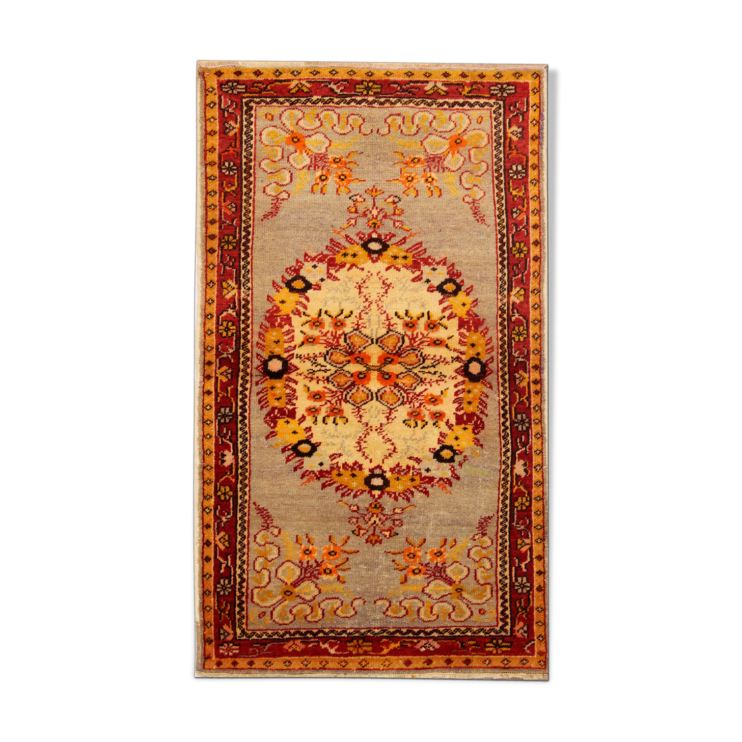 Handwoven orange wool area rug 85x155cm