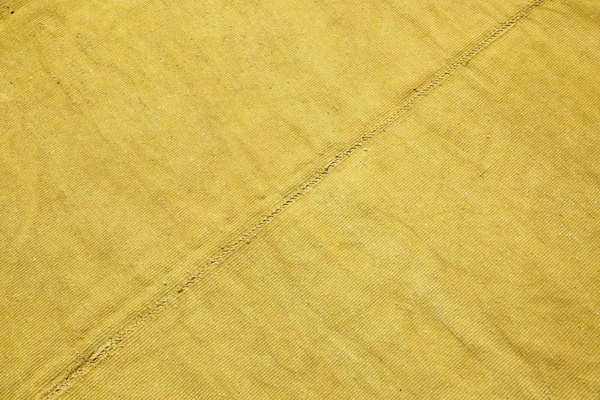 Vintage Mustard Yellow Kilim Rug,Large Turkish Woven Wool Carpet,302x410 Cm