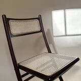 Set de quatre chaises pliantes en bois et cannage