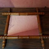 Old bamboo style wooden mirror vintage decoration