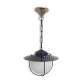 Ancienne suspension de hall d'entrée - opaline et métal laqué noir - 1960