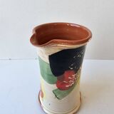 Ceramic jug with Provencal floral pattern signed (Signature to be identified)