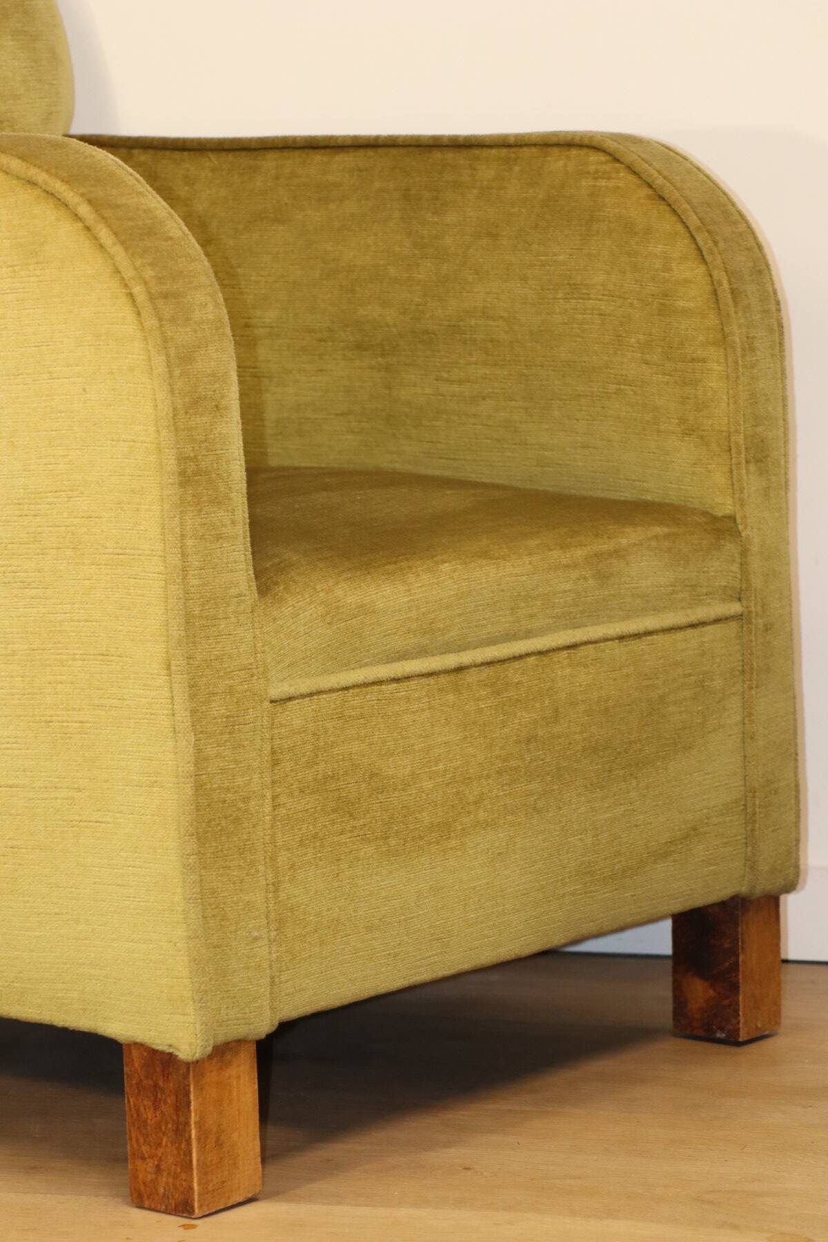 Pair of vintage velvet armchairs with footrest - 1950s