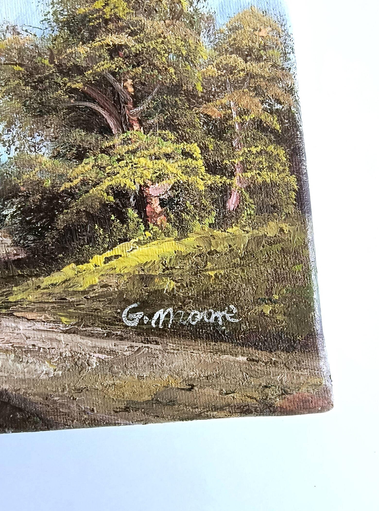 Antique oil painting. Country house - signed G. Monroe