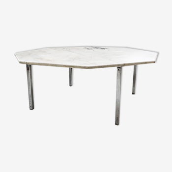 Table basse marbre chrome octogonale