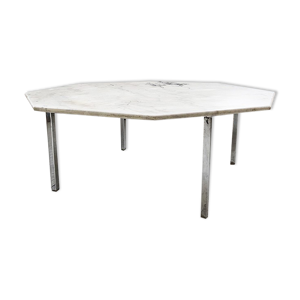 Table basse marbre chrome octogonale
