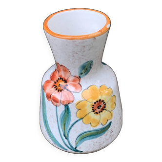 Vase 15cm ceramic flower Italy Numbered vintage floral pattern old handmade