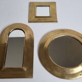 Set of 4 Moroccan mirrors in vintage brass 27 cm
