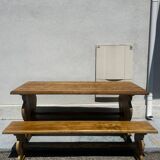 Monastery table and bench set in solid chestnut