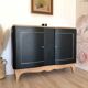 Superb Art Deco sideboard in matte black and raw wood