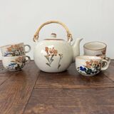Teapot + 5 vintage cups