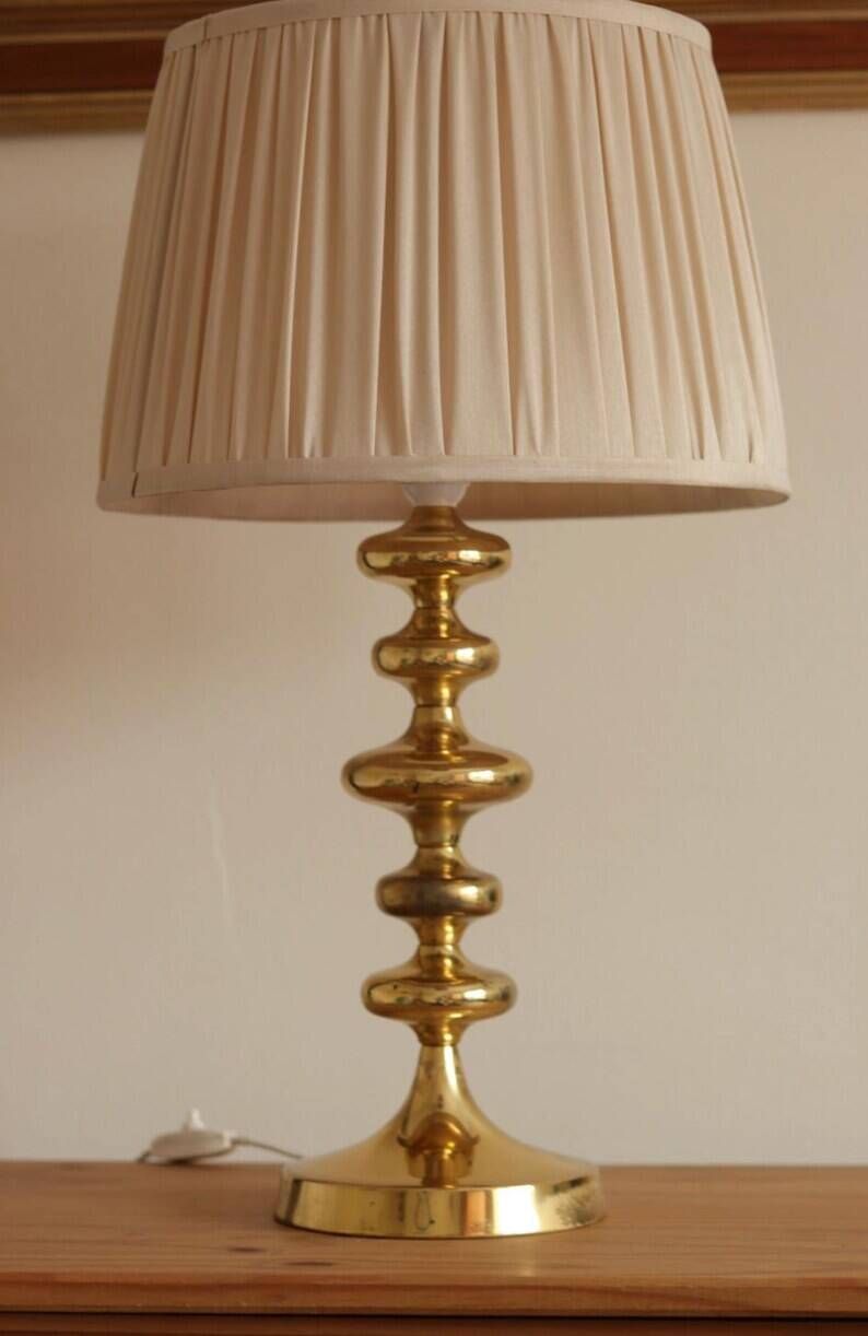 Single Swedish Brass Bobbin Table lamp