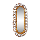 Rattan mirror by FrancoAalbini for Bonacina Italy 1960s