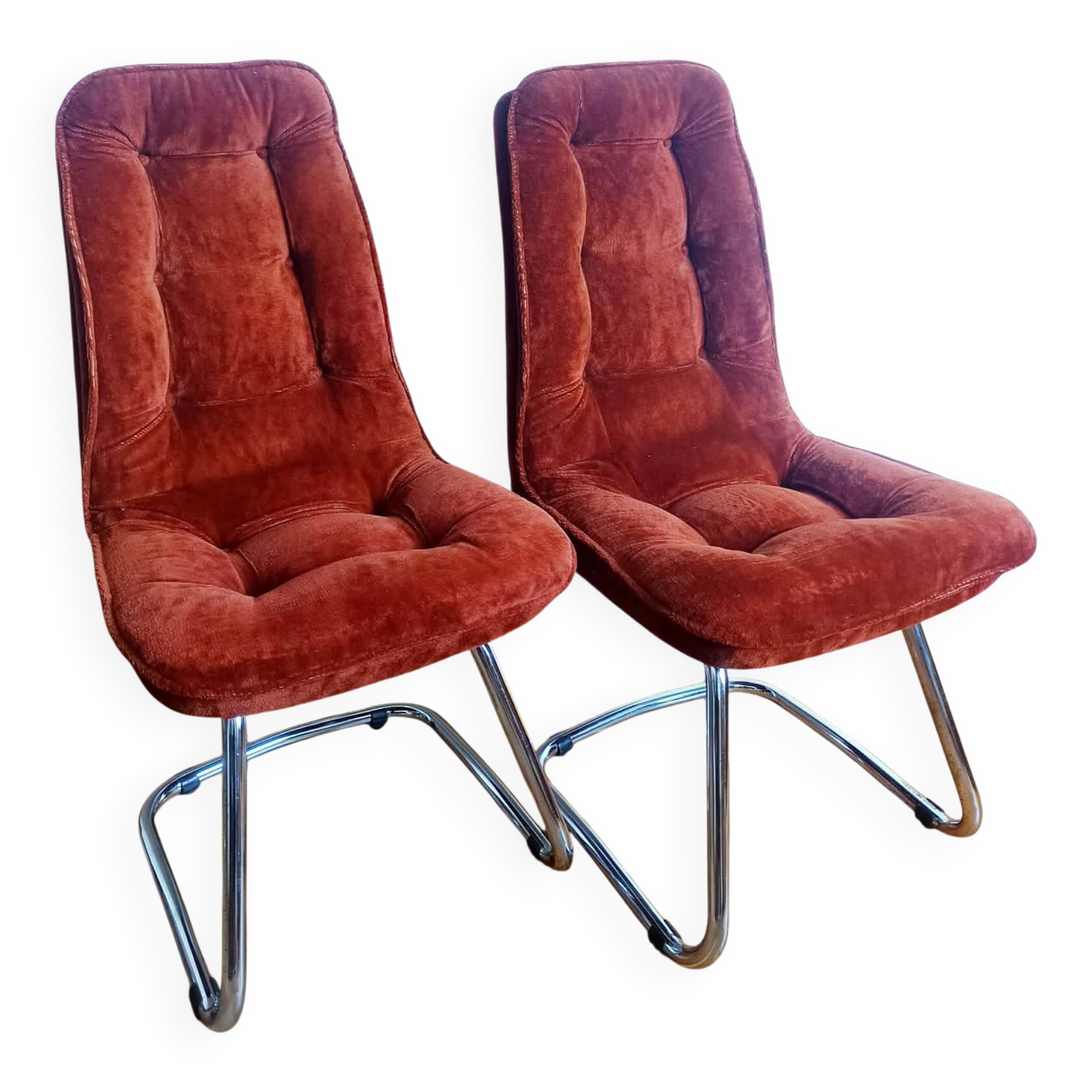 Gastone Rinaldi velvet and chrome chairs 1970
