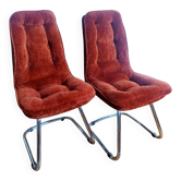 Gastone Rinaldi velvet and chrome chairs 1970