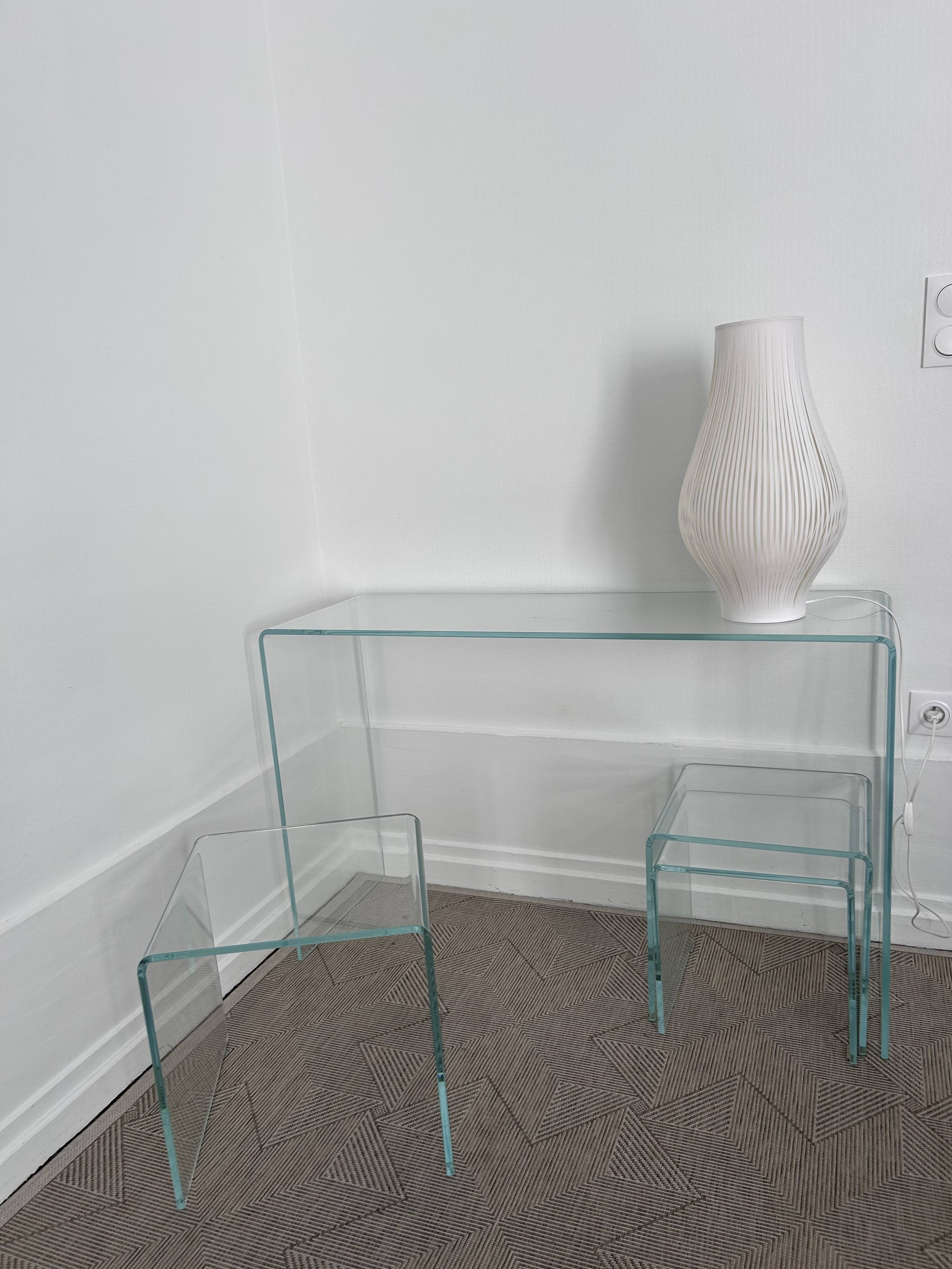 Console glass Akante and nesting side tables