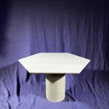 Travertine coffee table with steel base