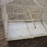 Antique Large White Metal Bird Cage
