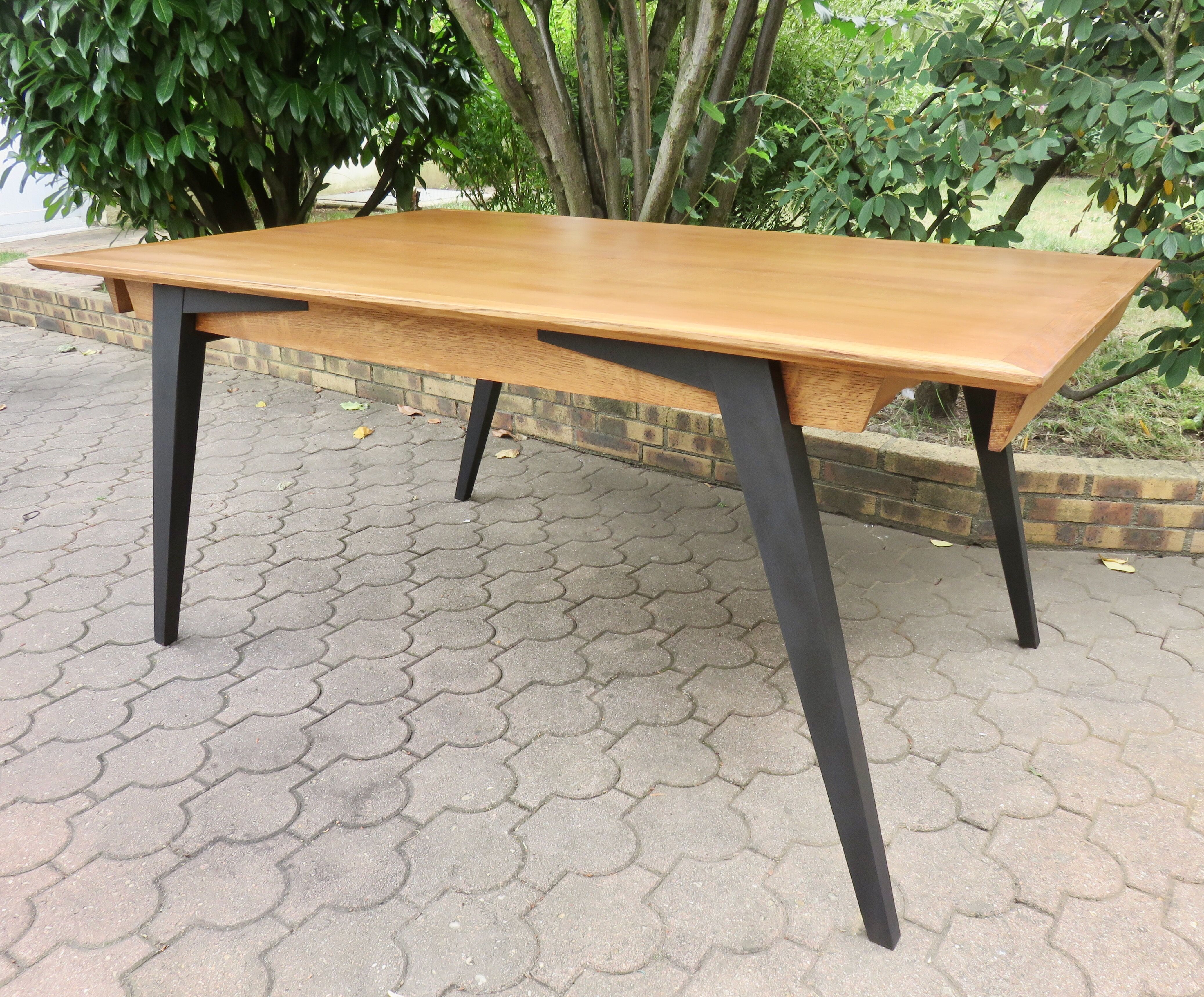 Large table with compass legs. Italian design 1960