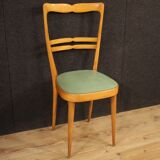 Six Italian  chairs in exotic wood and faux leather