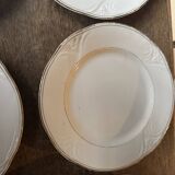 6 porcelain plates Art Nouveau period White and gold border - Diameter 23 cm