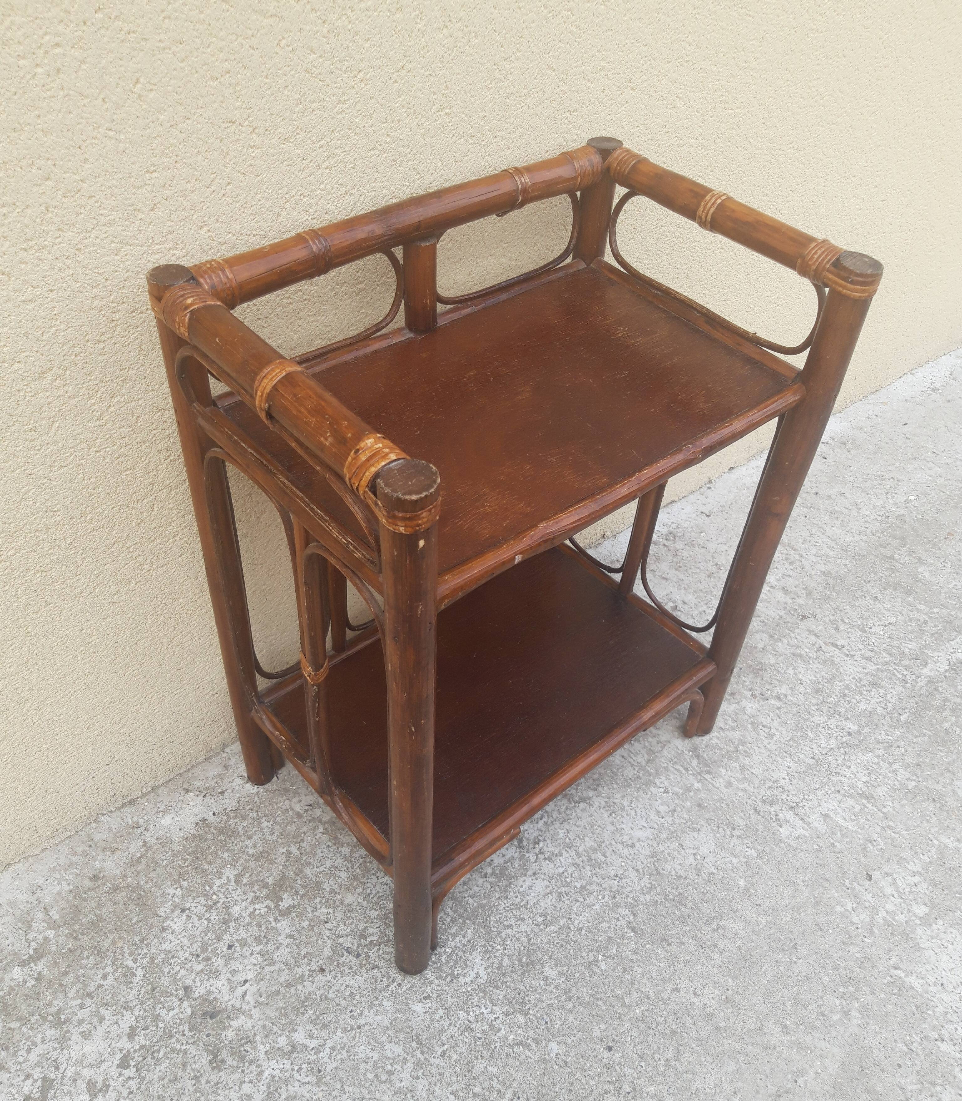 Vintage rattan bedside table