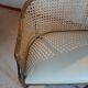 2-seater bamboo cane bench in vintage white imitation leather