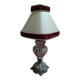 Lampada da Tavolo Vintage in Ceramica dipinta a mano e Velluto Bordeaux