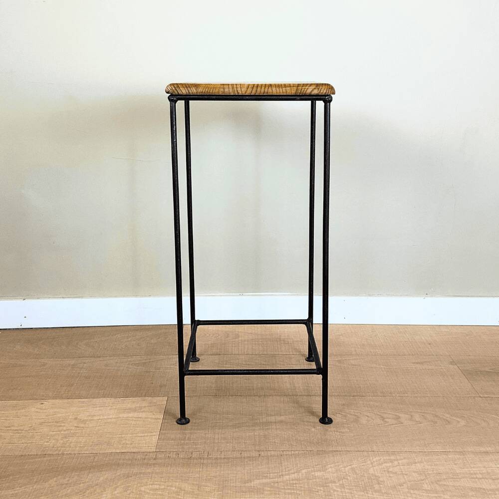 Industrial iron and wood side table