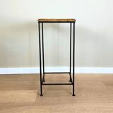 Industrial iron and wood side table