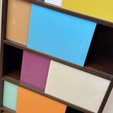 1960s bookcase in multi-colored tinted glass – Modular design