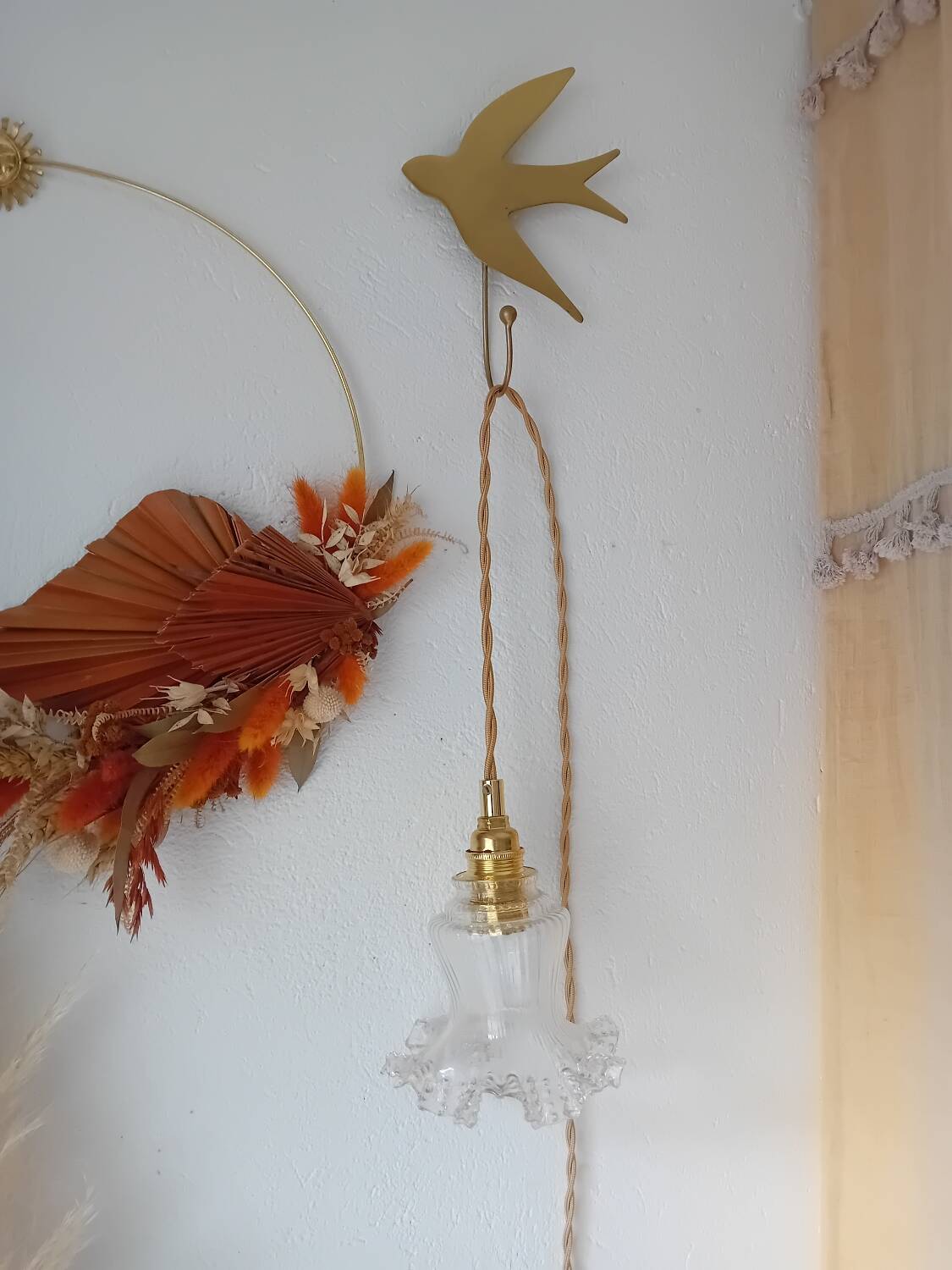 Vintage glass hanging lamp