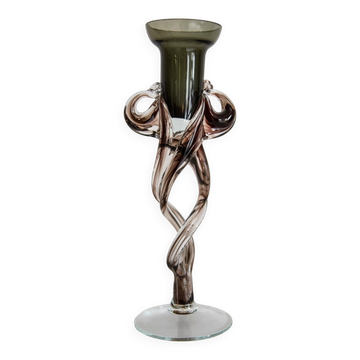 Vintage brown mid-century artistic vase, Murano glass, Europe, 1970s.