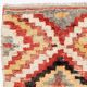 Vintage Hand-Knotted Turkish Tulu Rug with Geometric Design in Red, Cream, Yellow and Gray, 100% Wool