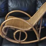 Children's rocking chair in rattan and wicker