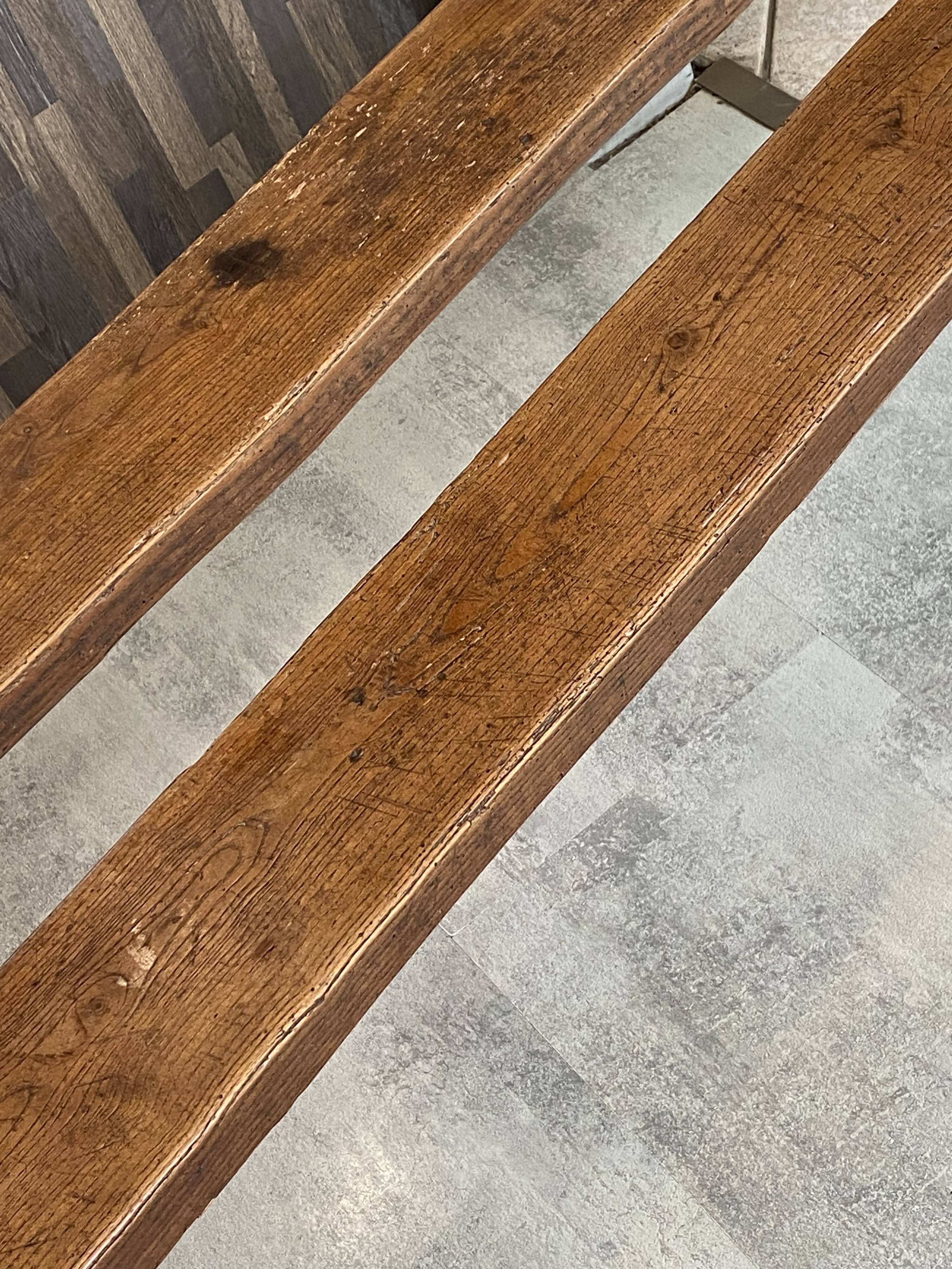 Pair of solid oak farmhouse benches 214cm for rustic table 1950