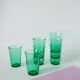 Set of 7 vintage green glass water glasses 1970