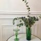 Biot bubble glass candle holder signed green years 60-70