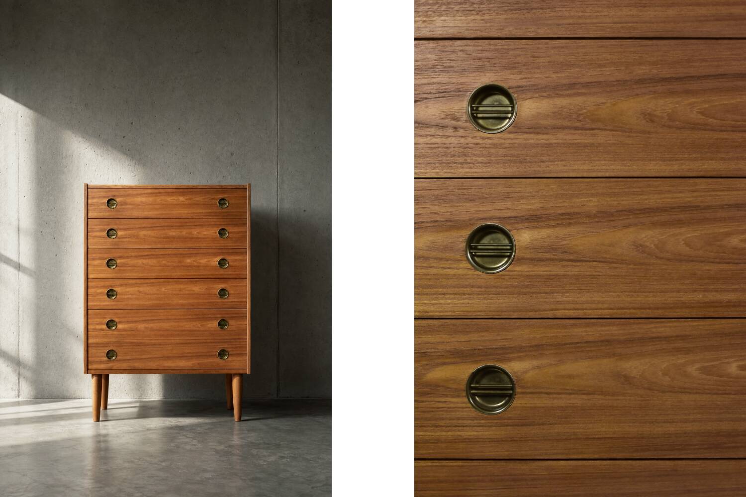 Commode haute en teck vintage danois moderne du milieu du siècle