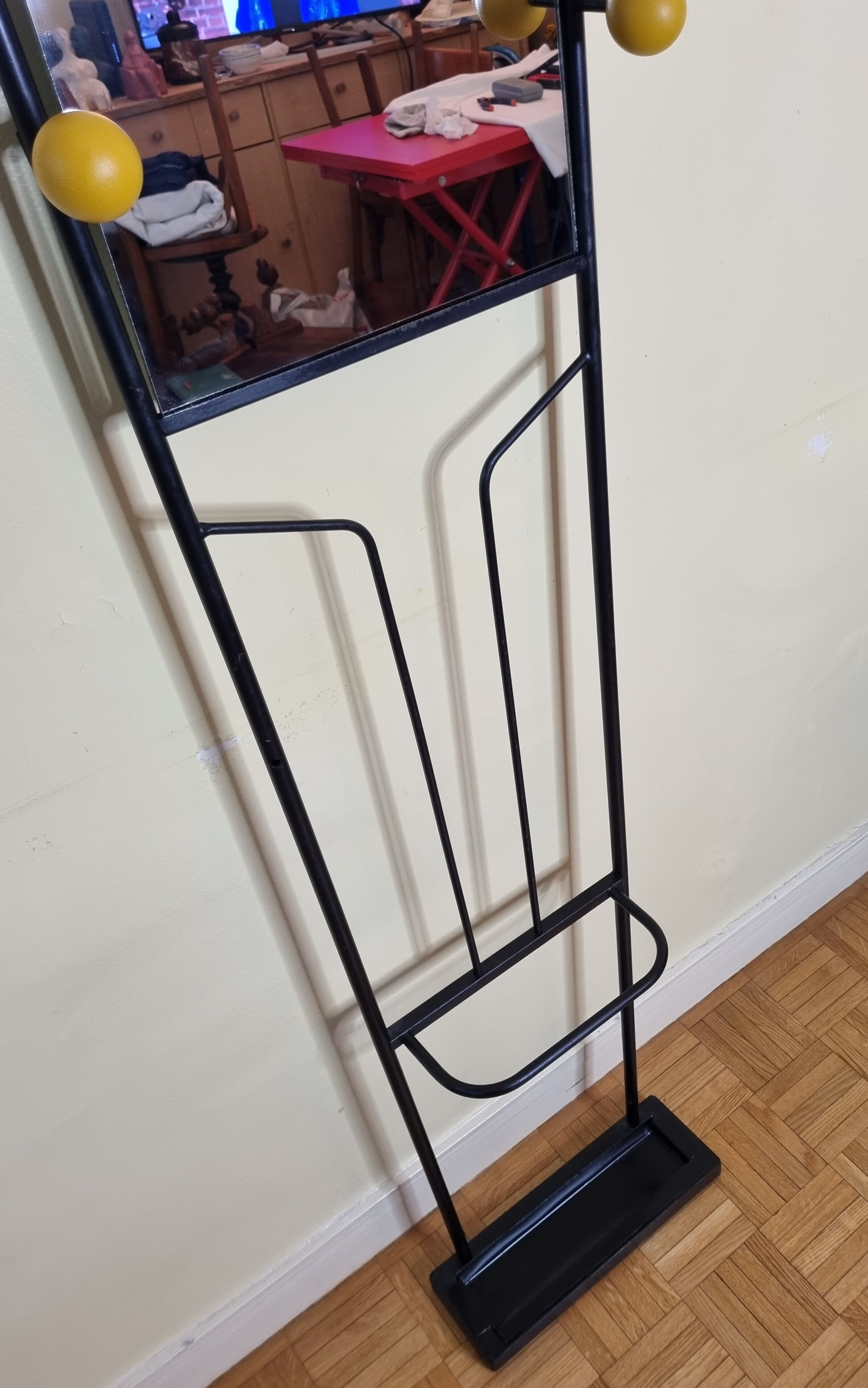 Coat rack cloakroom with mirror, 6 hooks 50s