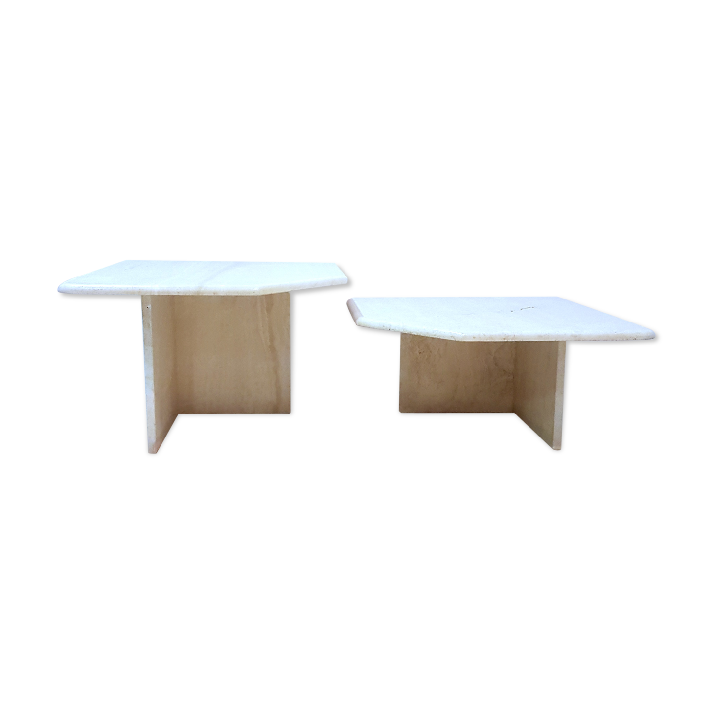 Set of 2 travertine side tables, 1970s