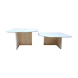 Set of 2 travertine side tables, 1970s
